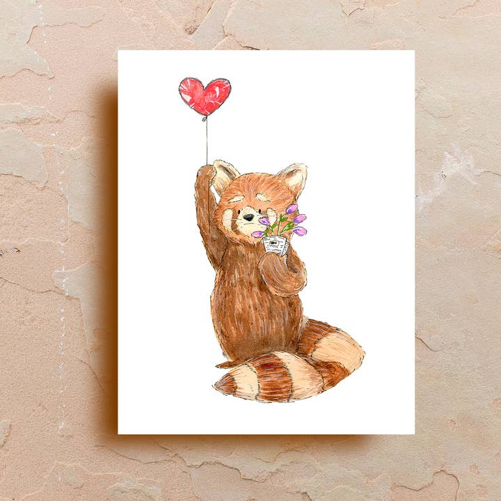 Red Panda - Greeting Card for wholesale by Samun Arts