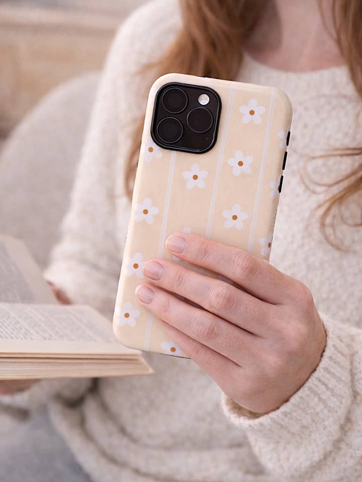 Harde Telefoonhoes Roze/gele Gestreepte Collectie Dubbele Laag voor wholesale door the cute cloud