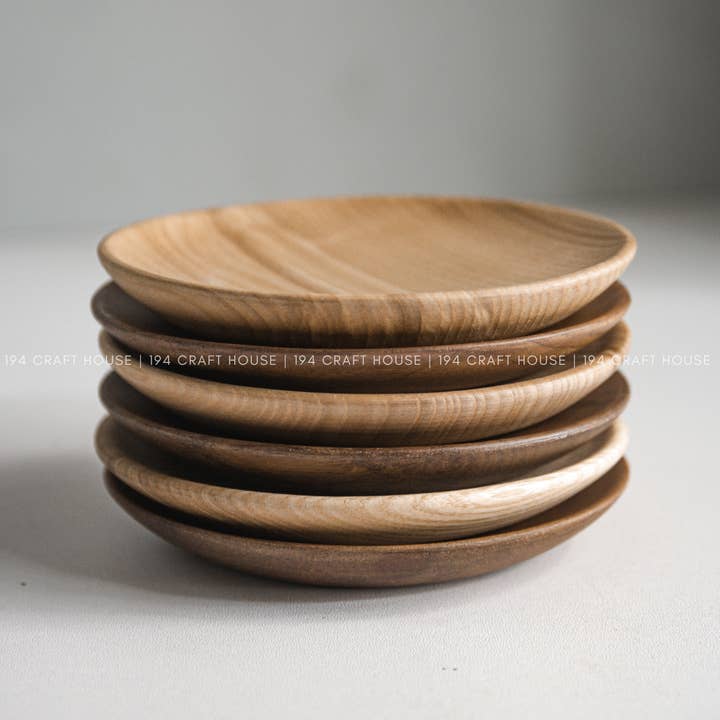 194 Craft House - Wholesale Decorative Tray - 4.7" Round Walnut Wooden Tray - Home Decor & Gifts2