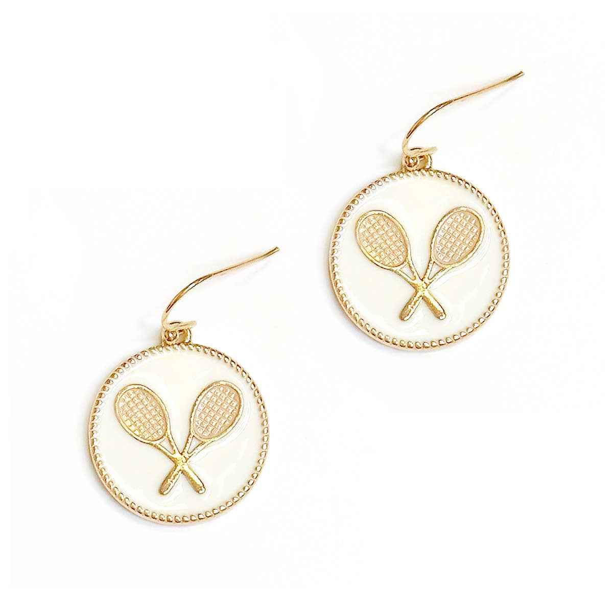 Viv&Lou - Wholesale Dangle Earrings - White Tennis Racket Earrings