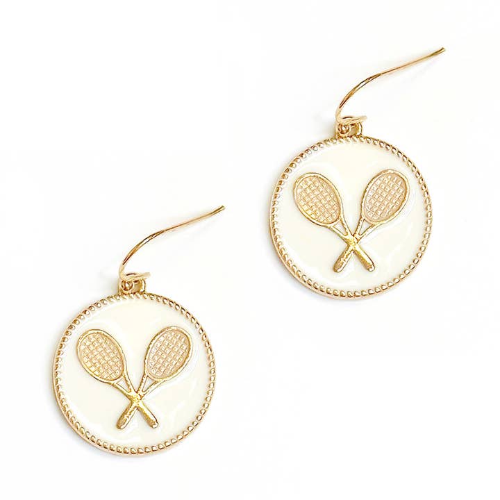 Viv&Lou - Wholesale Dangle Earrings - White Tennis Racket Earrings0