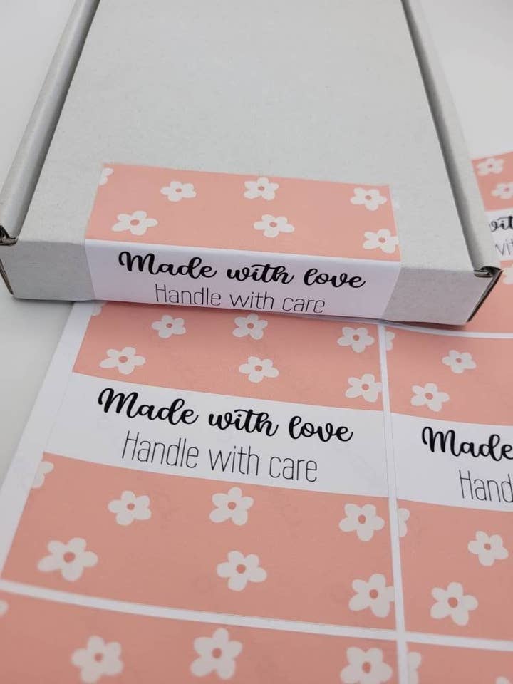 Autocolantes X6 Pêssego Floral Box, Selos Pip Box por atacado de The Sticker Scene