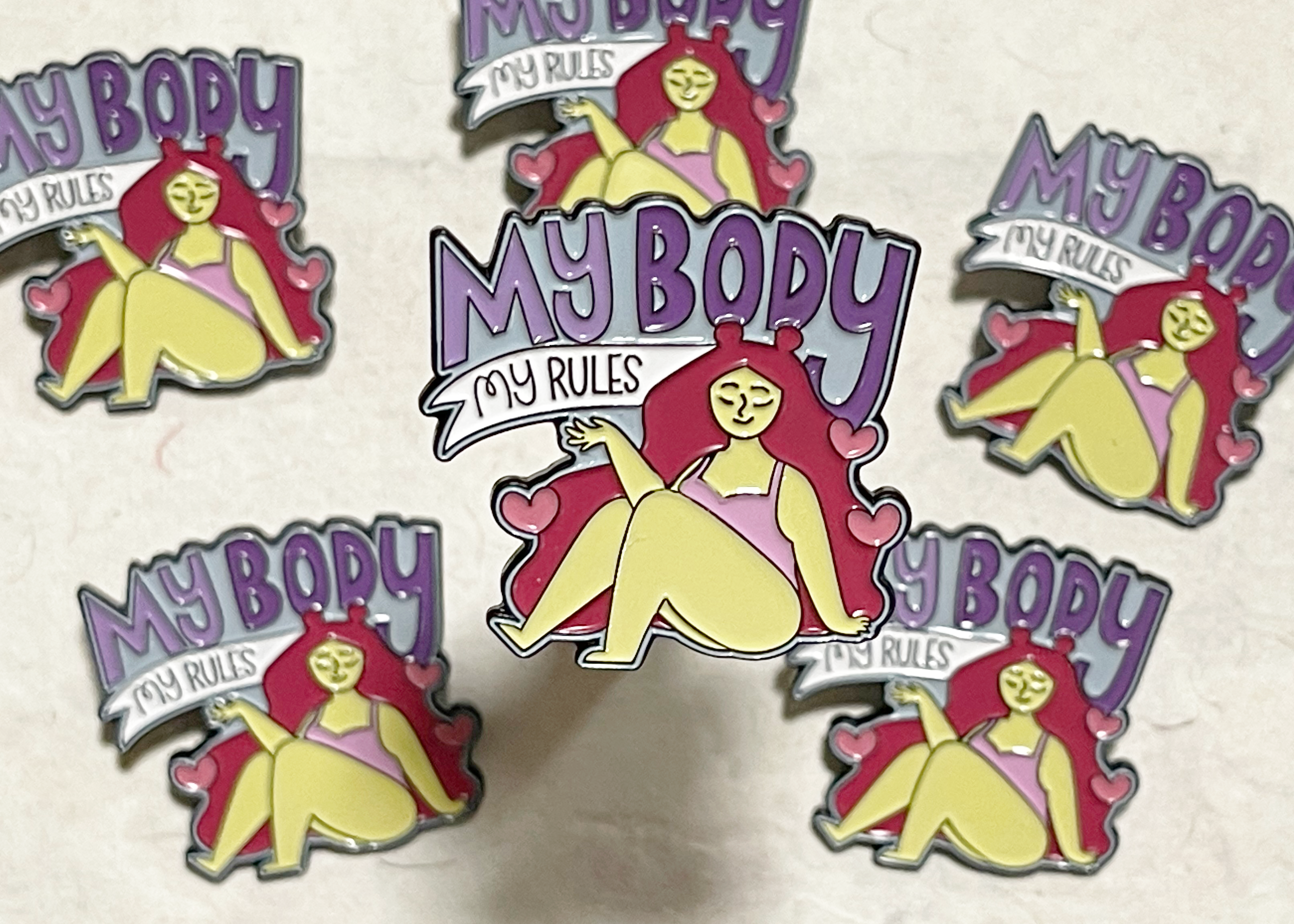 Neha Lee Designs - Wholesale Lapel Pin/Button - My body my rules enamel pin6