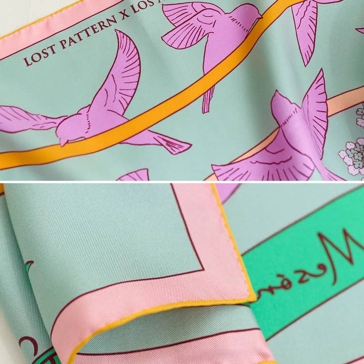 Rosa Pañuelo tipo bandana de seda «House of Frida» de FRIDA x LOST PATTERN, color rosa de venta al por mayor en Faire