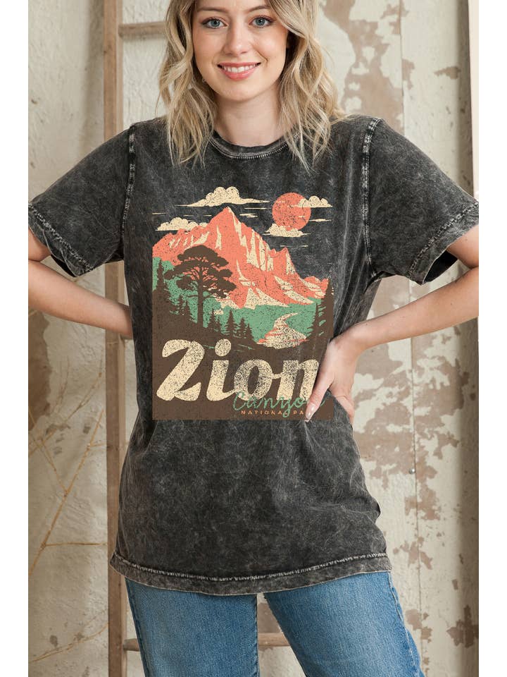 BouTeeQue Closet - Vente T-shirt sérigraphié – femme - T-shirt BT2264 PARC NATIONAL DU CANYON DE MONT SION Mineral Wash1