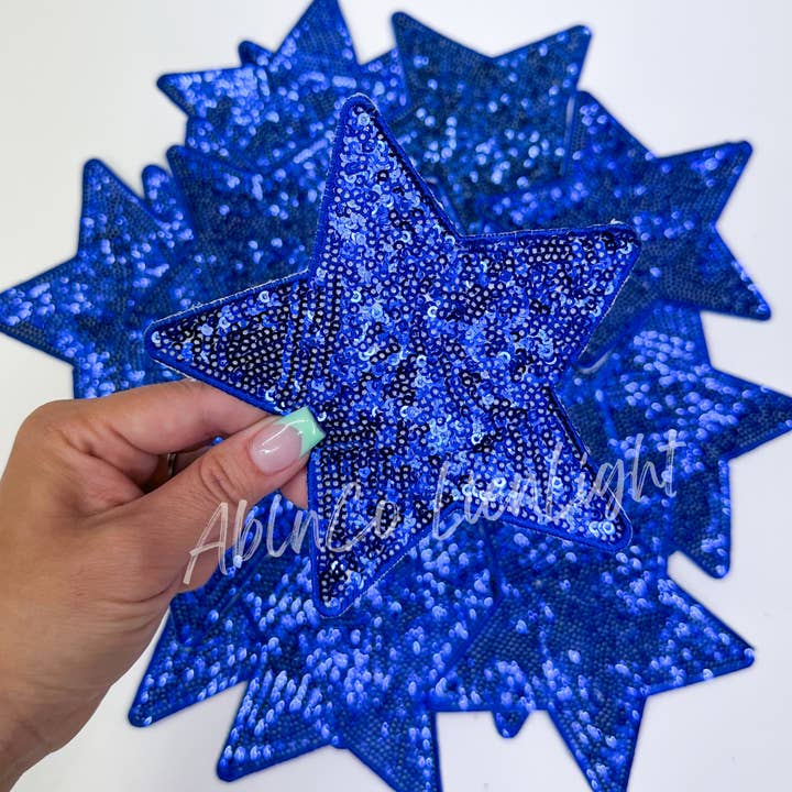 ABLNco - Wholesale Patch - trucker hat patches 5” royal blue star sequins patch iron on