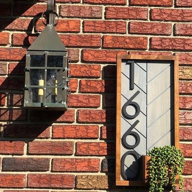 Vertical Address Sign with Planter, Planter Box, House Number Sign, Wood Address Sign Planter, Succulent Planter, House Number Planter for wholesale by Liberty Trade Corp