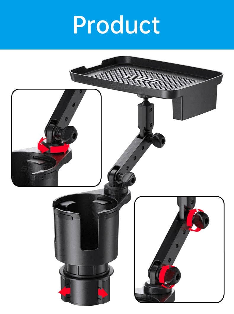 VIGOR – Großhandel Rückspiegeldeko – Unisex – Getränkehalter-Expander mit Ablage für Auto, 360° drehbarer Tisch Adjusta11