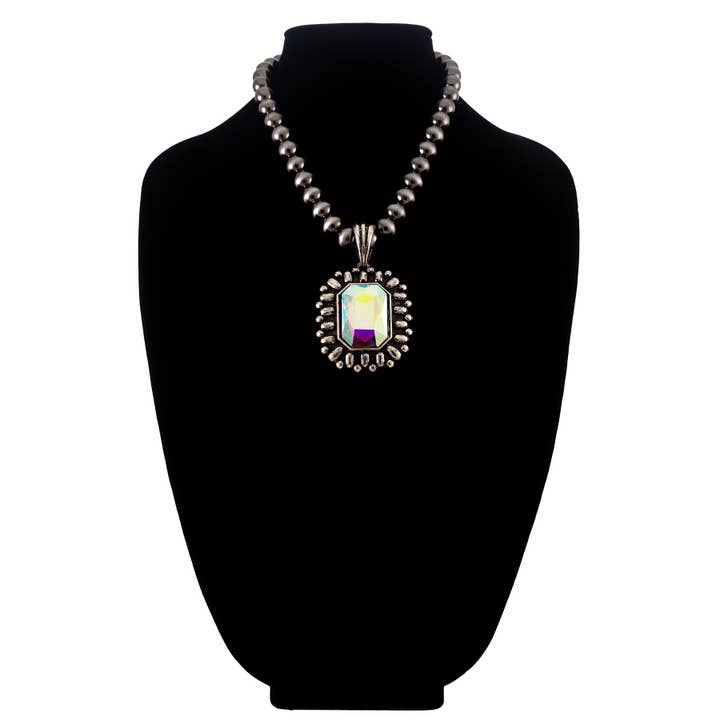 SILVER SBAB Western Bubble Rectangle Navajo Pearl Necklace for wholesale on Faire5