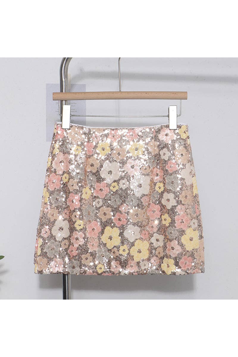 Mccolin – wholesale Kjol - Dam – Blommig paljettminikjol0