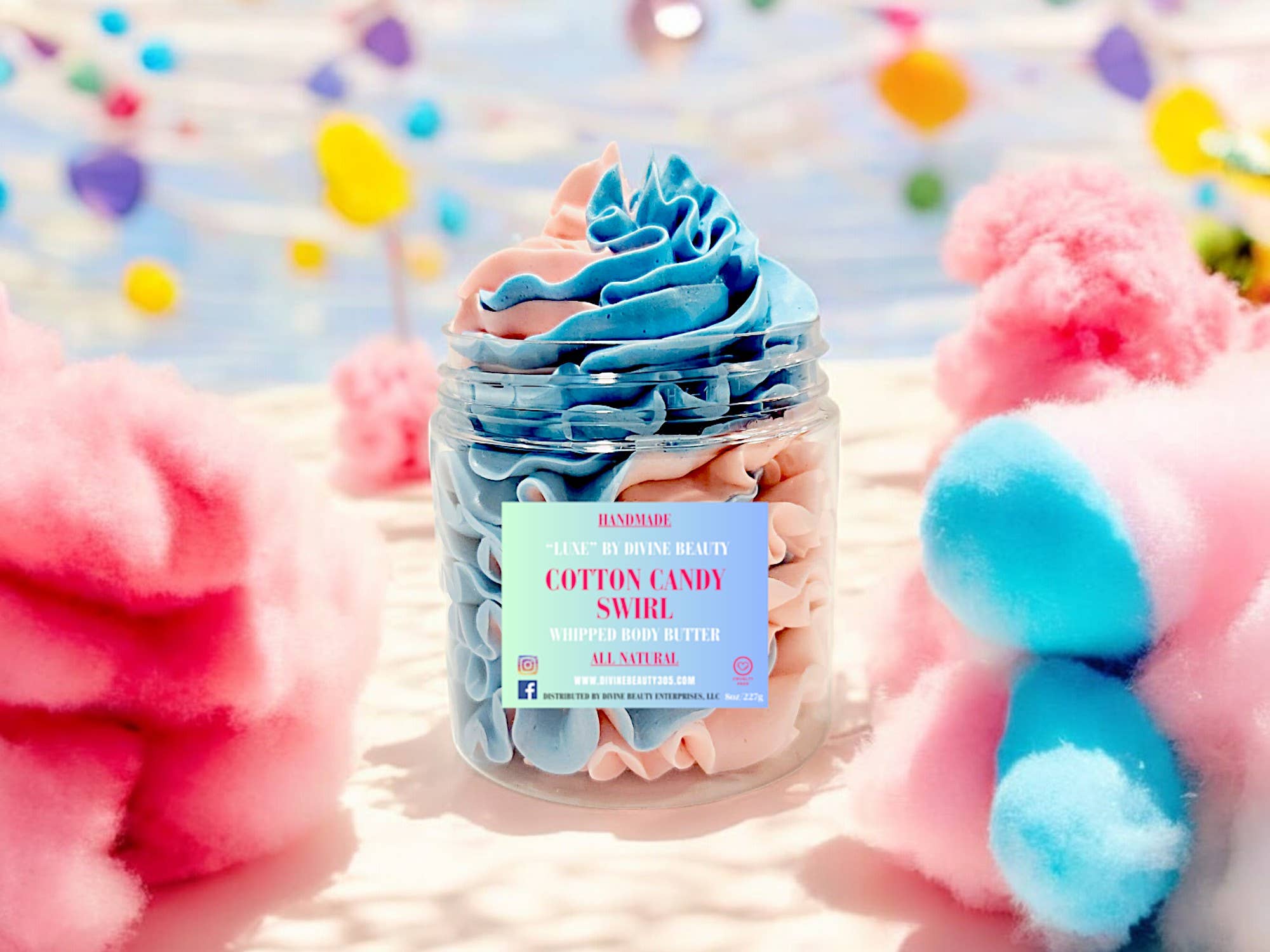 Divine Beauty Enterprises - Vente Baume/beurre pour le corps - Beurre corporel fouetté Cotton Candy Swirl