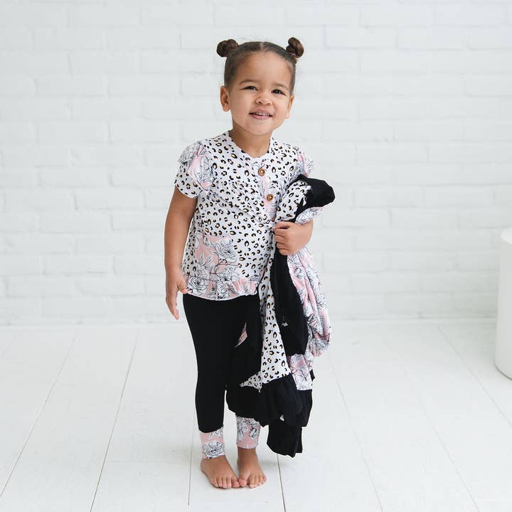 Allie Bamboo Short Sleeve Peplum + Legging Set for wholesale by Laree + Co.