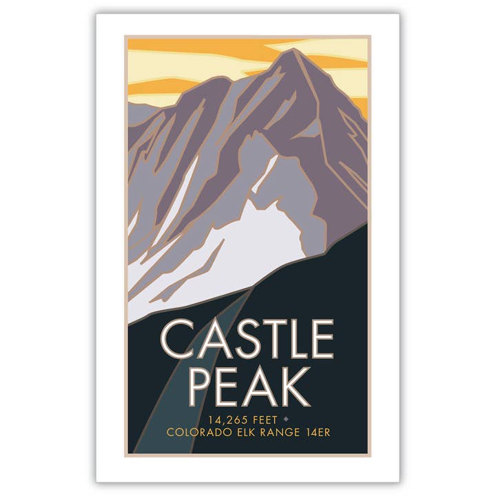 Castle Peak, Colorado - Colorado 14er - Posters for wholesale by Travel Posters by M&W Design Co.