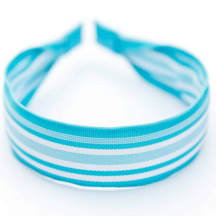Bows Etc. – wholesale Pannband - Dam – Brett pannband Ocean Blue Striped Ribbon Collection
