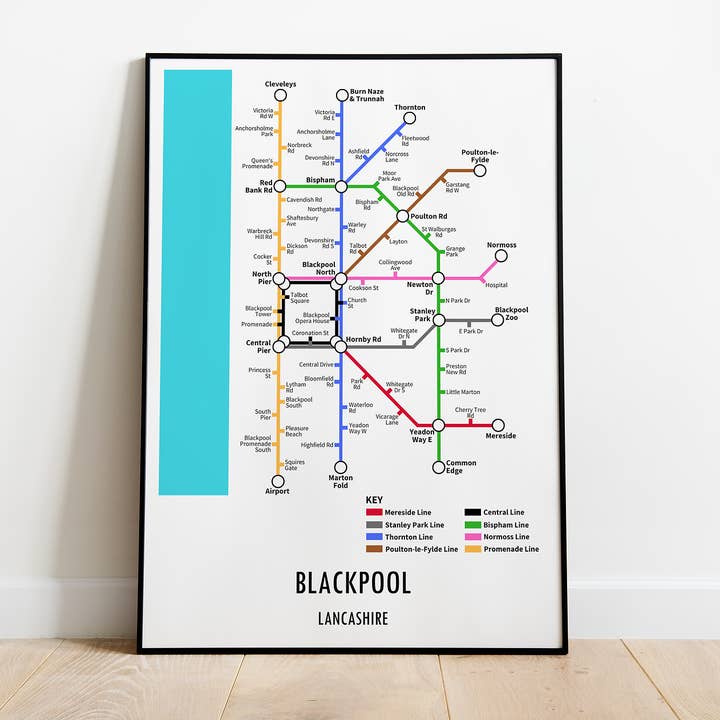 Blackpool Lancashire Underground Style Transport Print for wholesale by Underdog Studio