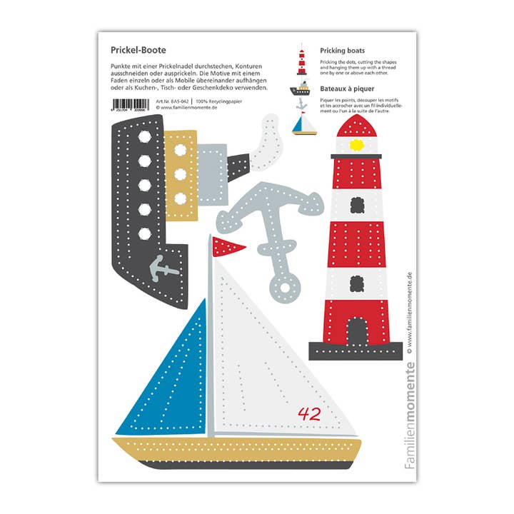 Plantillas de manualidades para barcos perforados, sueltos, a partir de 10 unidades. para venta al por mayor de Familienmomente