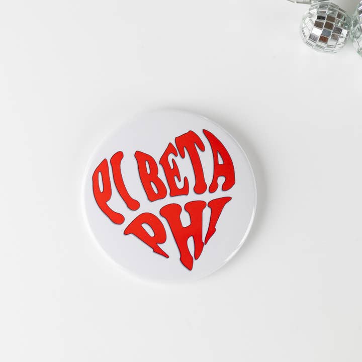 Tailgated Co. - Wholesale Lapel Pin/Button - Red Pi Beta Phi Sorority Greek Game Day Buttons