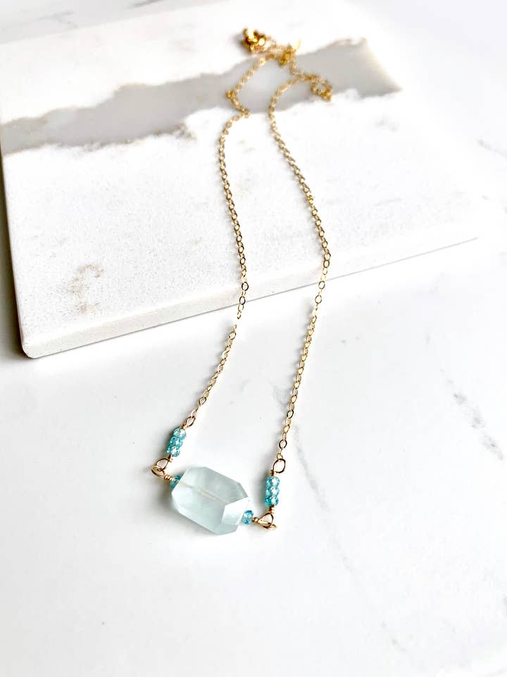 Aquamarine Pendant Necklace | Gemstone Necklace for wholesale by Laura Stark Designs