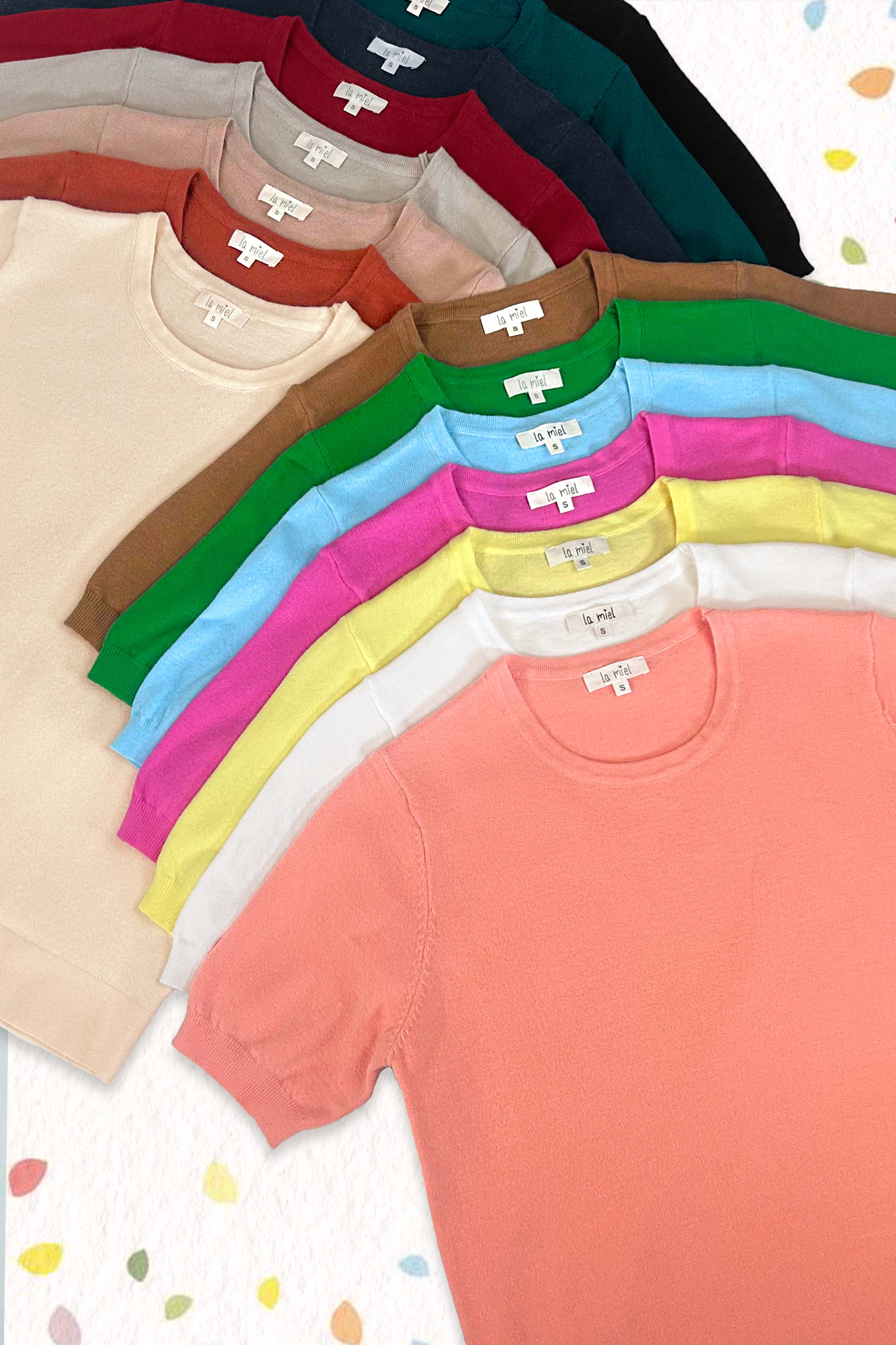 La Miel - Vente Pull en maille – femme - Haut en tricot extensible basique à manches courtes et bouffantes MCS360023