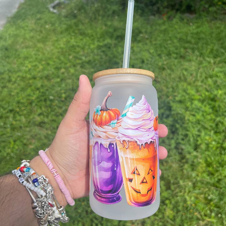 Rose Magnolias - Wholesale Drinkglas/beker - Kleurrijke pompoenen Halloween-beker7