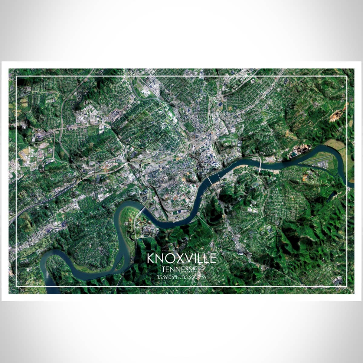 JACE.design - Vendita all'ingrosso Stampa artistica - Stampa di mappe di Knoxville TN Satellite3