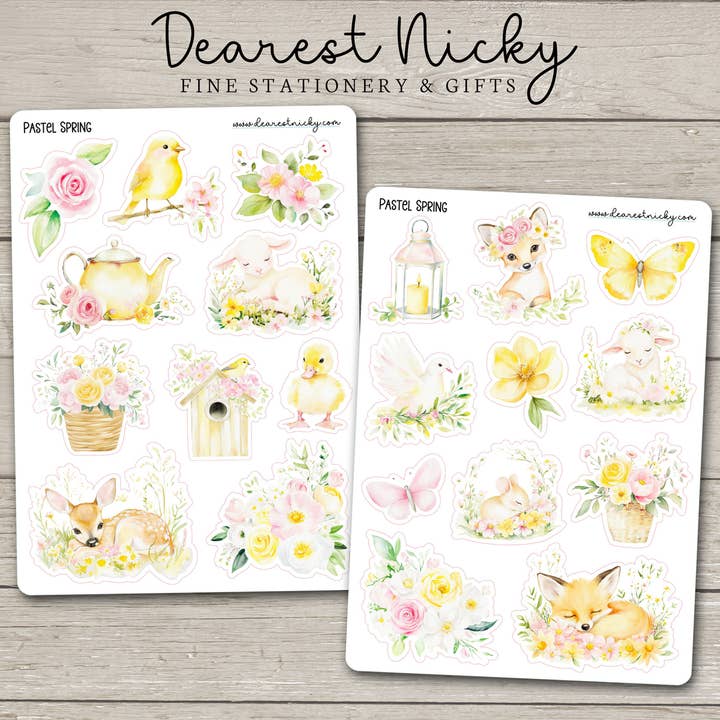 Adesivi Pastello Primaverili - 2 Fogli per la vendita all'ingrosso da parte di Dearest Nicky