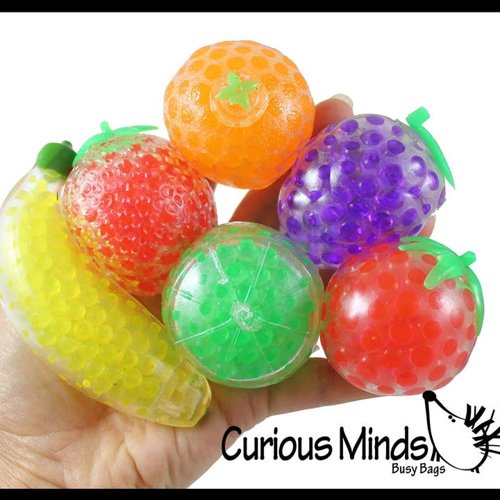 Curious Minds Toys - Wholesale Sensory Ball - Baby - 1 Fruit Water Bead Filled Squeeze Stress Balls - Sensory