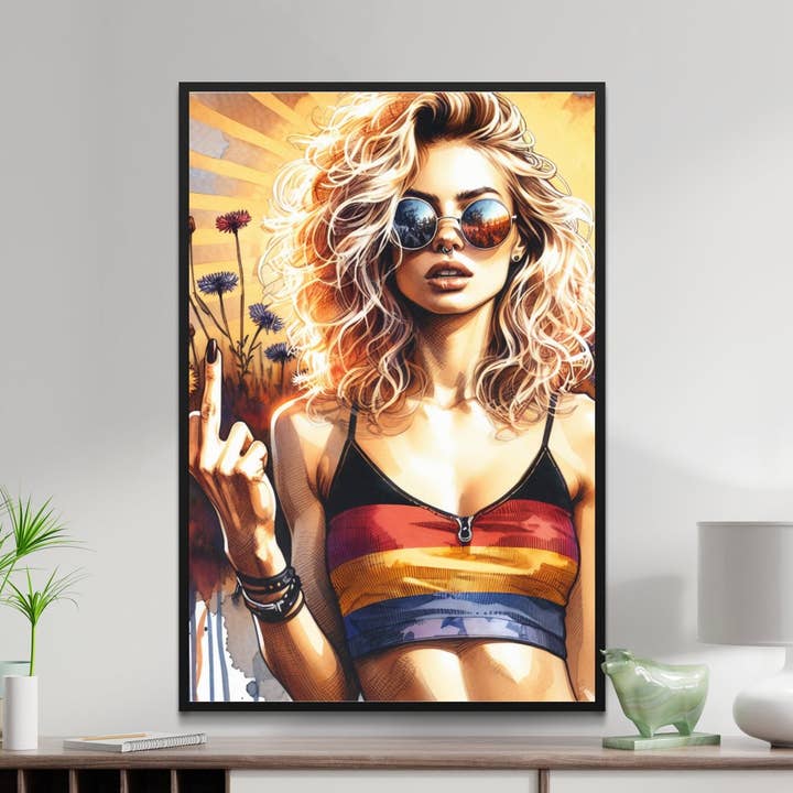 Patriotic Germany-Inspired Feminist Art, Badass Babe Canvas Print, Provocative Wall Decor Poster, German Flag Colors, Ideal for National Day for wholesale by FreakyTeeFactory