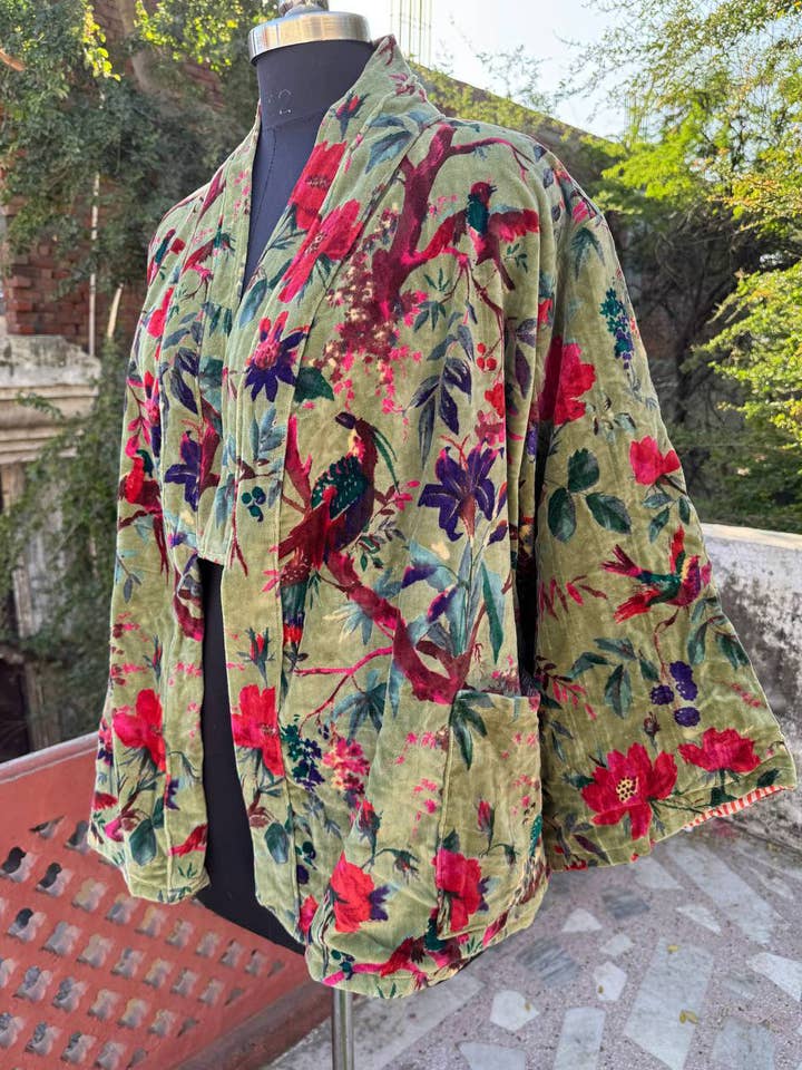 GYPSY STUDIO - Wholesale Jacket - Women's - Bohemian Jacket Bird Printed Velvet Jacket Winter Wear Coats