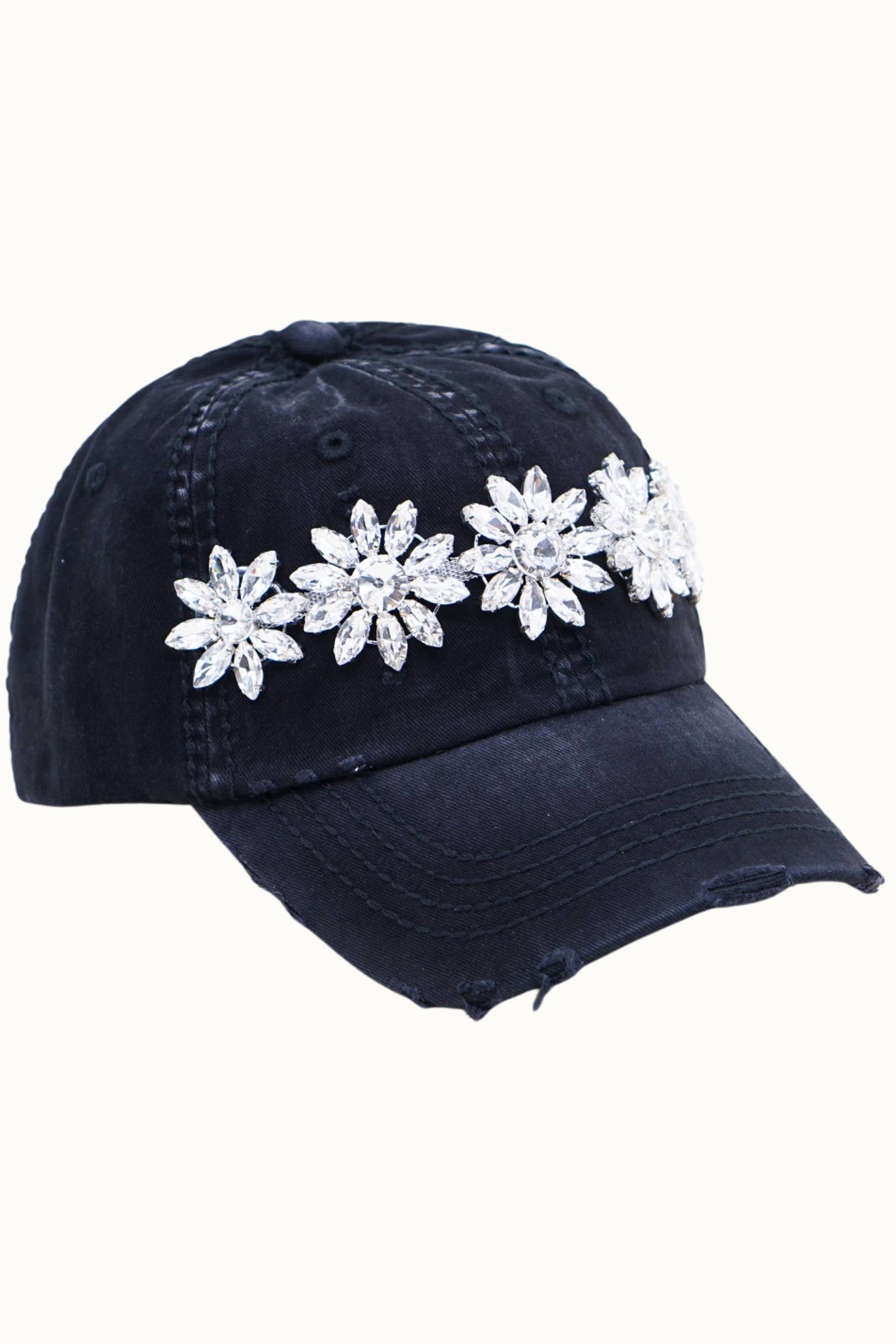 Olive & Pique – Boné de beisebol - Mulher por atacado – Boné Ajustável Bling Glitz Floral Bejeweled Bling Glitz0