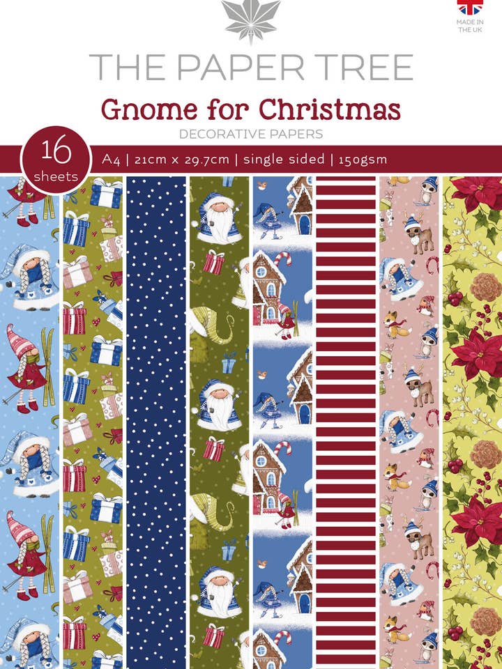 The Paper Tree Gnome for Christmas A4 Backing Papers for wholesale by Ecstasy Crafts Distributing