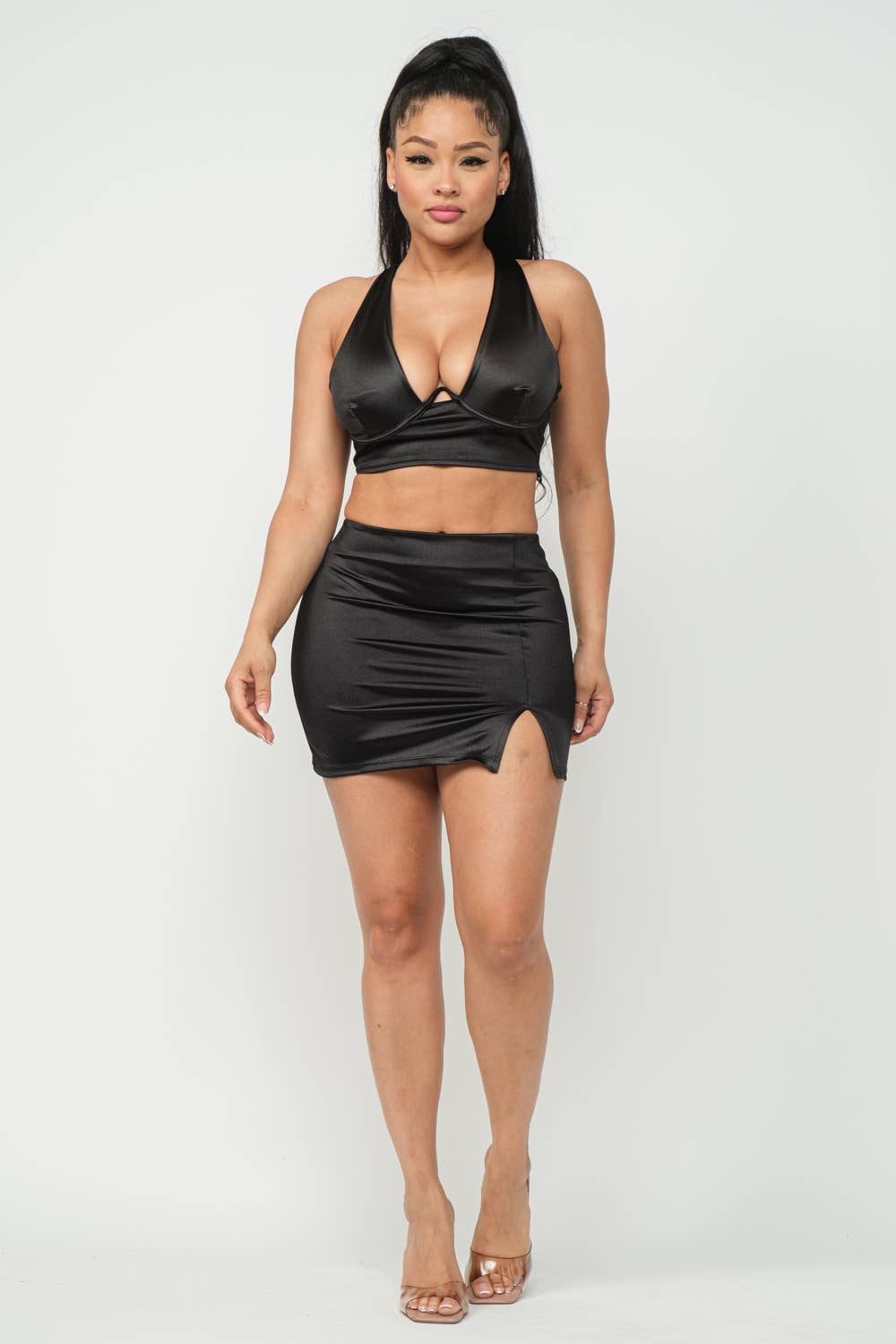 Julia by LoveJ - Wholesale Top & Skirt Set - Women's - Open Front Wire Detail Top And Skirt Set16