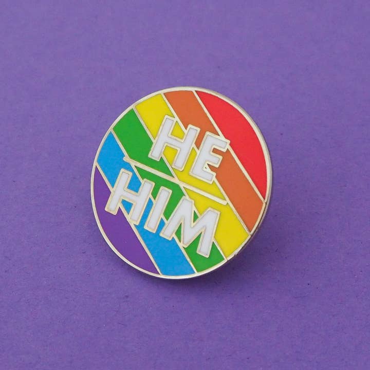 Hand Over Your Fairy Cakes - Wholesale Lapel Pin/Button - He/Him Enamel Pronoun Pin1