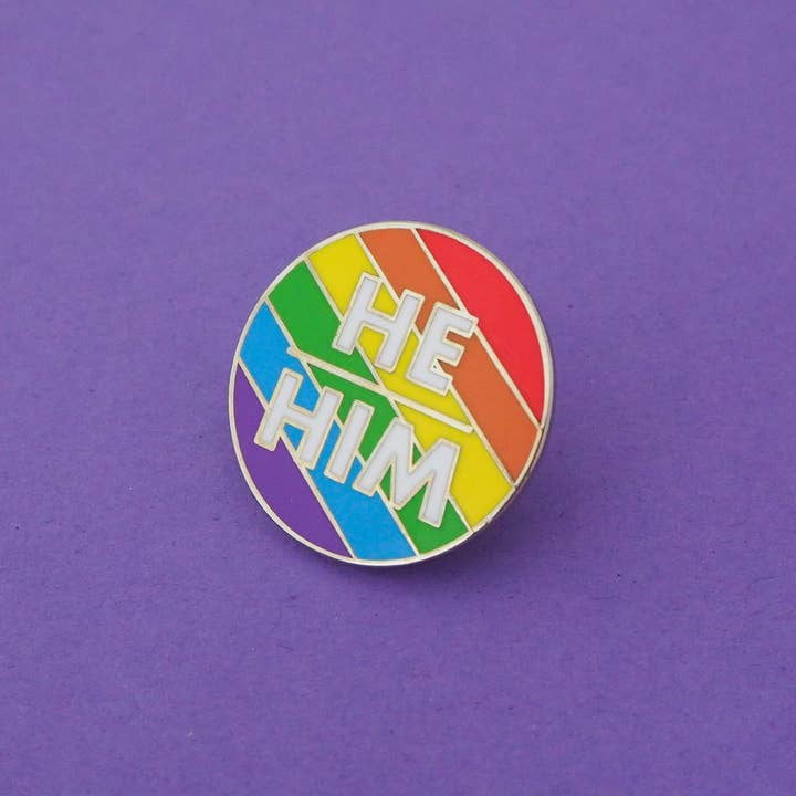 Hand Over Your Fairy Cakes - Wholesale Lapel Pin/Button - He/Him Enamel Pronoun Pin