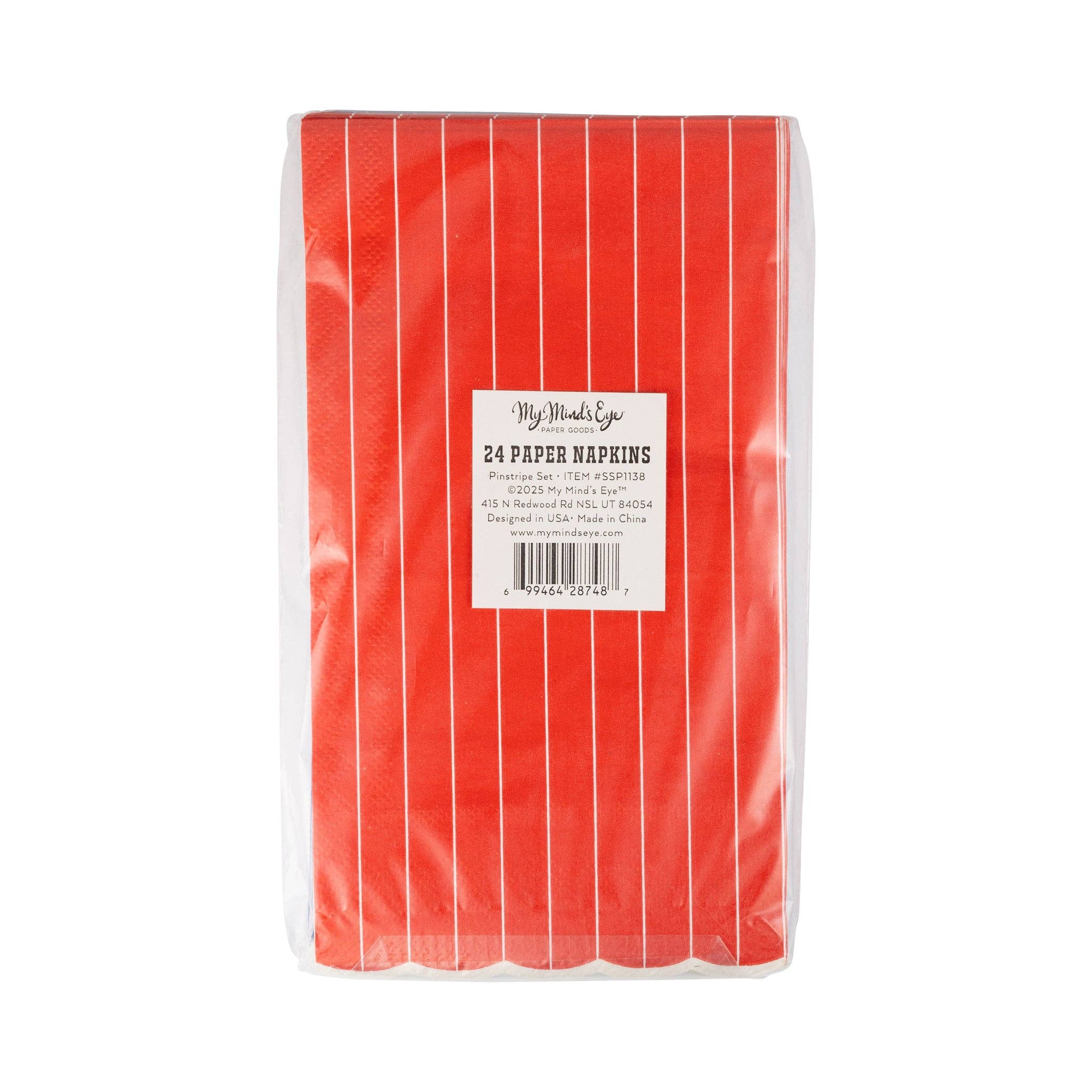 My Mind’s Eye - Wholesale Disposable Napkin - Red & Blue Pinstripe Dinner Napkin Set4