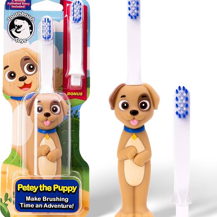 Kids Puppy Toothbrush Toy - Petey for wholesale by Toothbrush Toys
