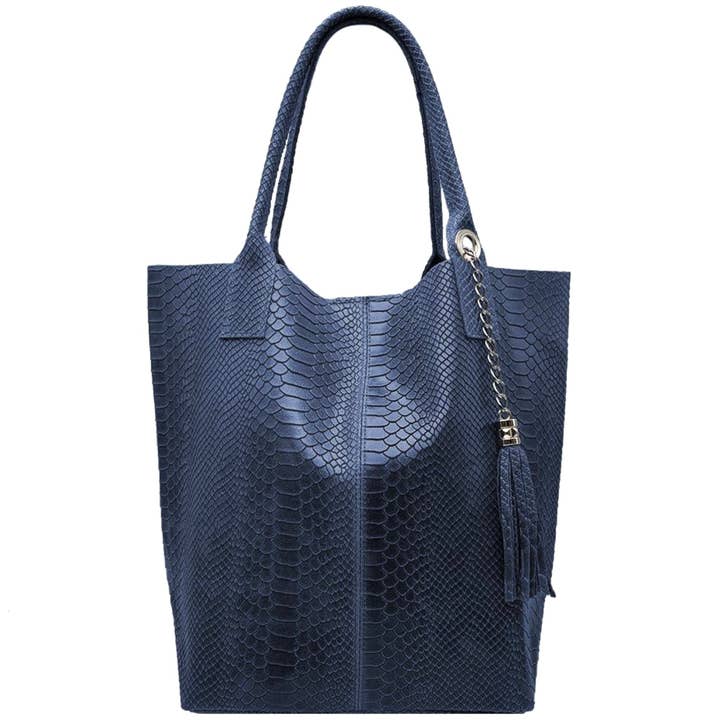 Modarno Skuldertaske i Ægte Læder med Slangeeffekt, med smykkepose i samme farve for engroshandel hos MODARNO