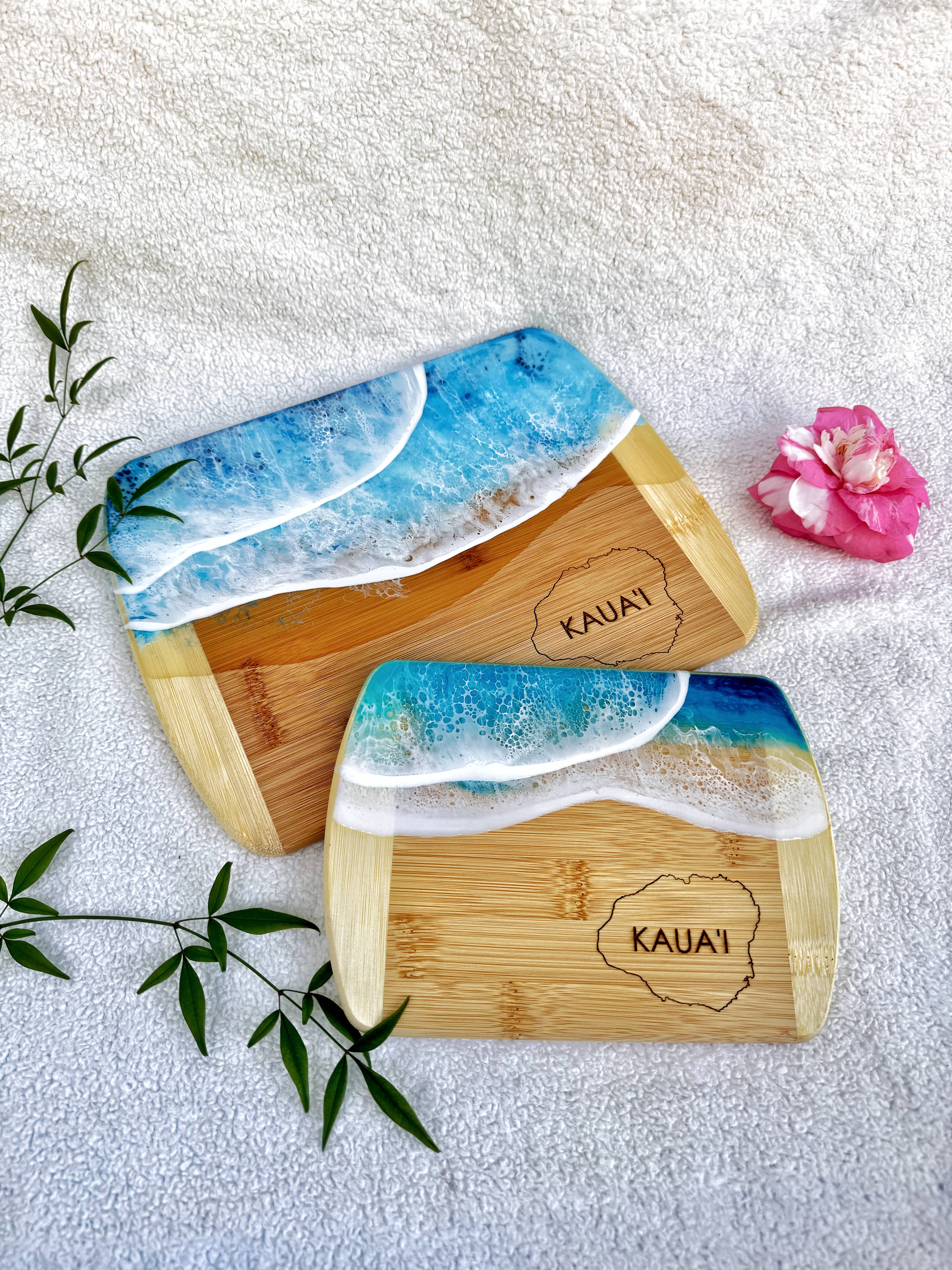 TBM Creations LLC - Vente Plateaux à fromage - NOUVEAU | Planche à charcuterie KAUAI Island Ocean | Planche à fromages5