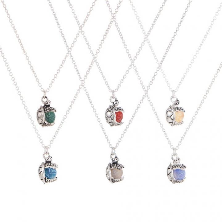 World End Imports Jewelry & Gifts - Wholesale Pendant/Charm Necklace - NK Turtle W/Semi Precious Stone-6