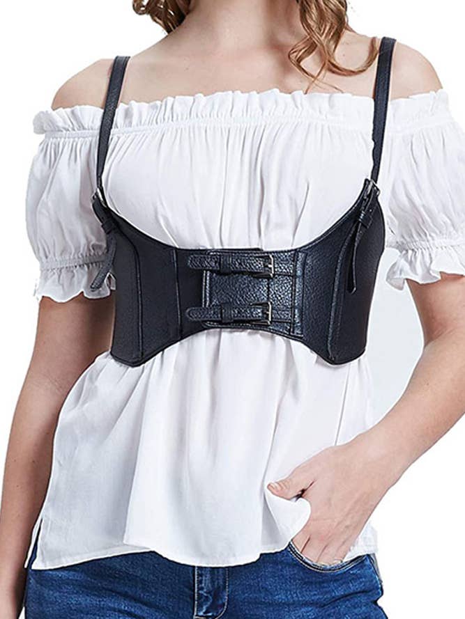 UNISHE - Wholesale Corset - Women's - Spaghetti Buckle Leather Corset YDL0234