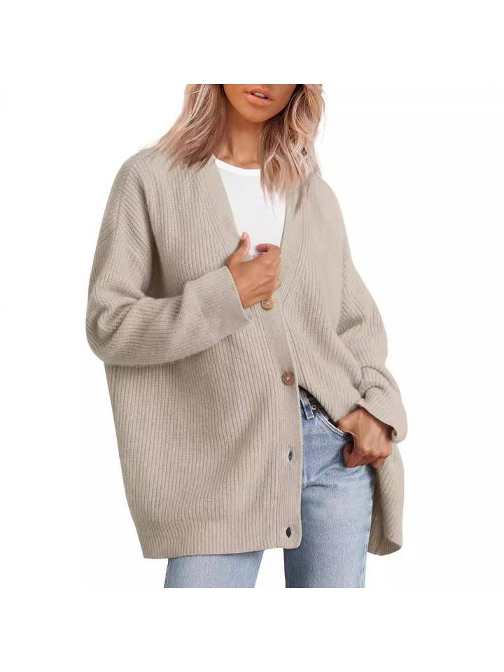 Chicto - Wholesale Cardigan - Women's - Simple Knitting Cardigan Button V-Neck Solid Color Sweater
