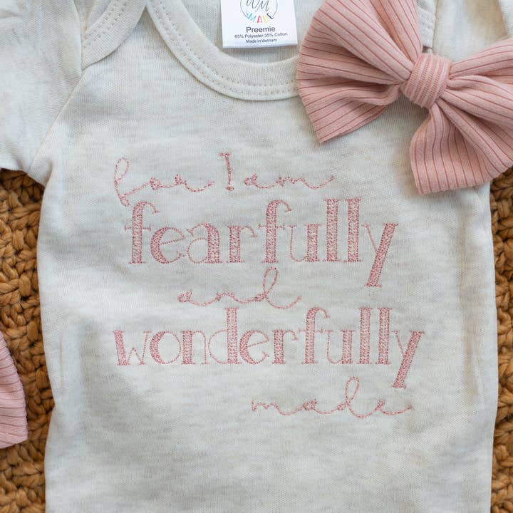 Wonderfully Made - Wholesale Jumpsuit - Baby - Baby Romper | Fearfully and Wonderfully Made Pink/Oatmeal4