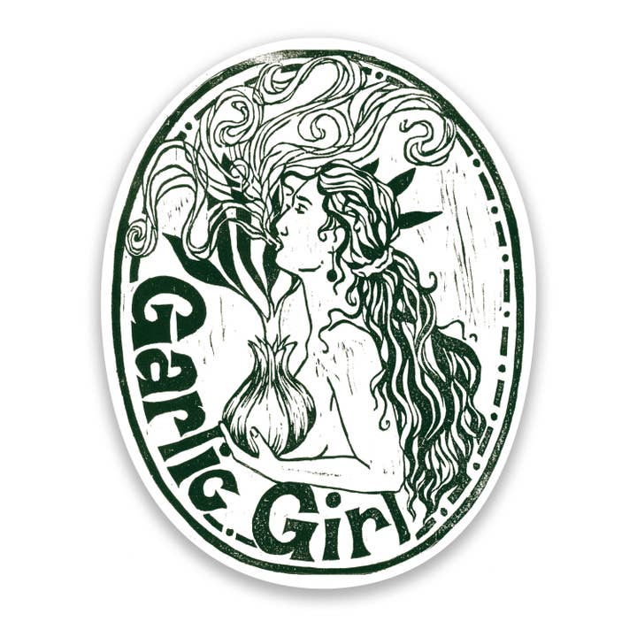 Garlic Girl Sticker for wholesale by Sage Flannery Art