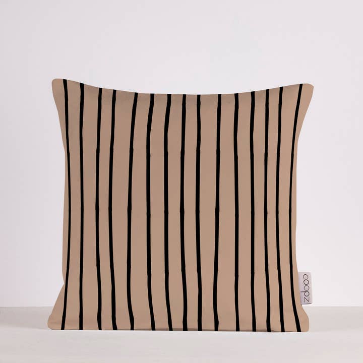 coopz - Wholesale Throw Pillow Cover - Pillowcase narrow stripes hazelnut/black