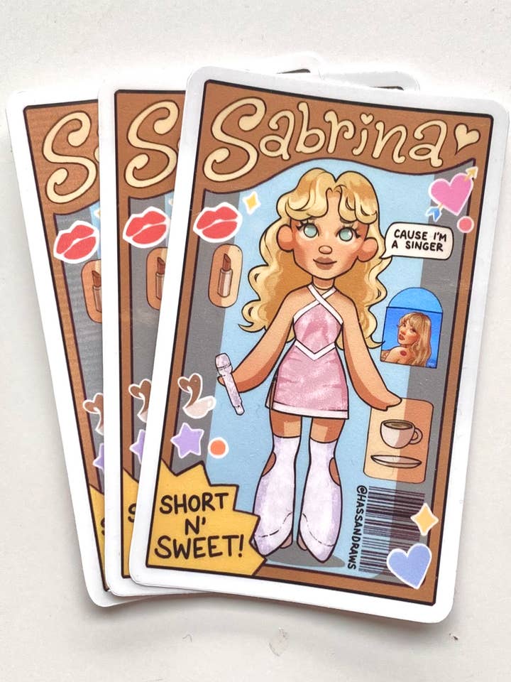 Autocollant de dessin de poupée inspirée de Sabrina Pop Art pour la vente par Hassan Draws