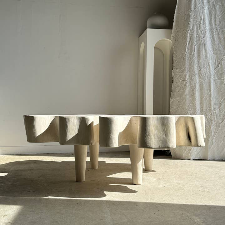 Office Objets - Wholesale Coffee Table - Very large coffee table in bleached mango wood with organic top D:140cm32