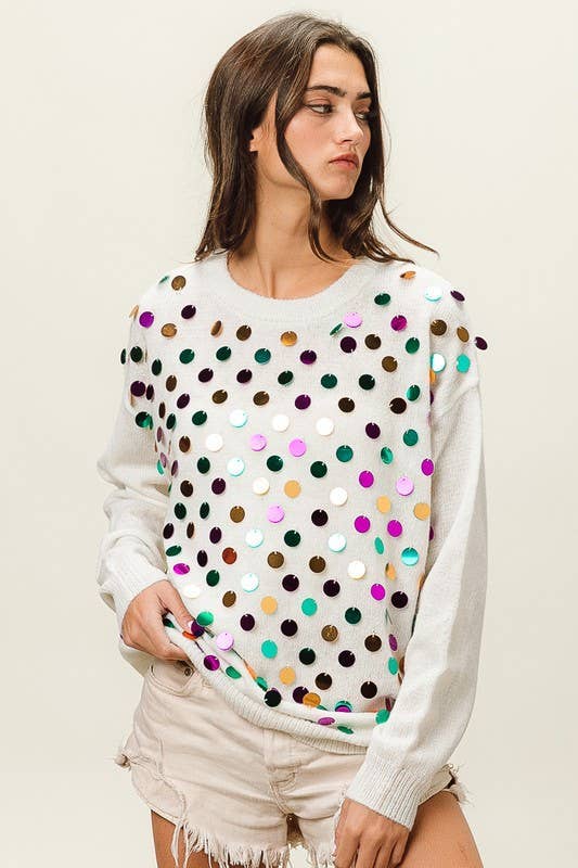 Vanilla Monkey - Vendita all'ingrosso Maglione tricot - Donna - Pullover in maglia con lustrini Mardi Gras Colors4
