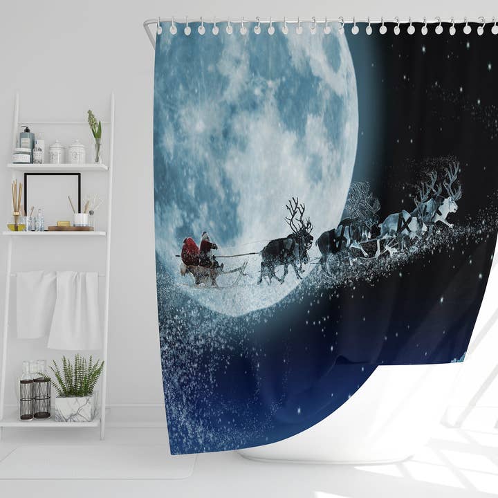 Magischer Weihnachtsmannschlitten (Duschvorhang) für den Großhandel von Benjamin Tate Design
