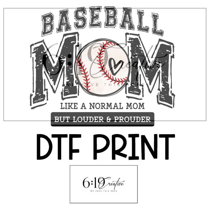 Baseball Mom DTF Print for wholesale by 6:19 Creative