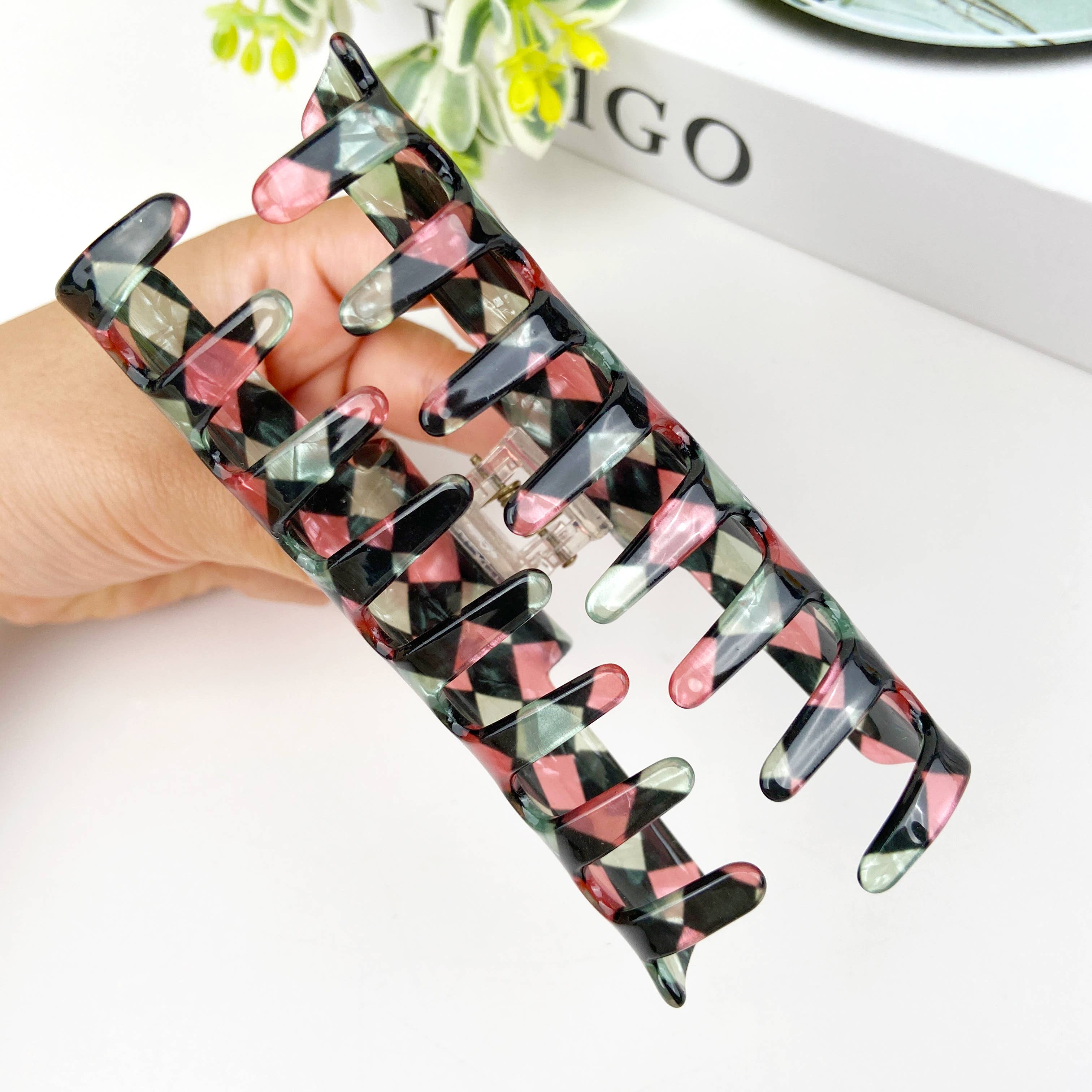 mildstyles – Engroshandel Hårspænde - Dame – Skakternet Hår Claw Clip10